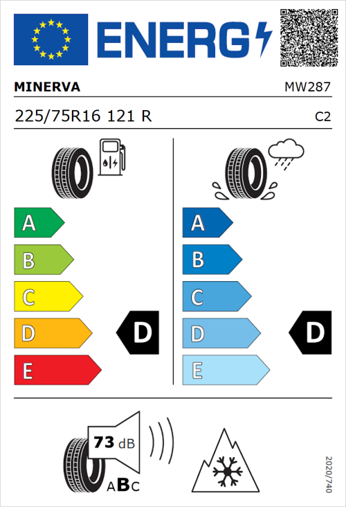 Tyre Label for Minerva S110 225/75R16 121R