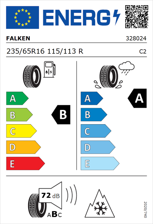 Tyre Label for Falken Linam VAN01 235/65R16 115/113R