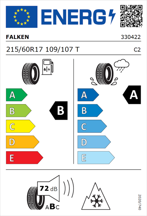 Tyre Label for Falken Linam VAN01 215/60R17 109/107T